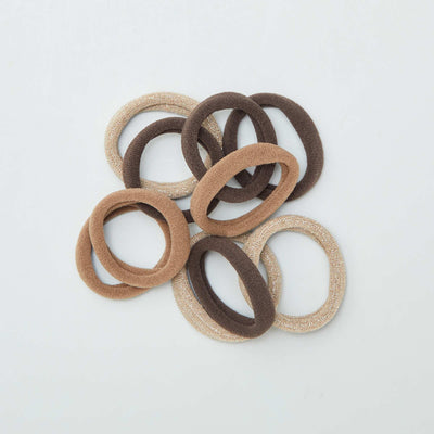 Pack of 10 elasticated hair bands BROWN