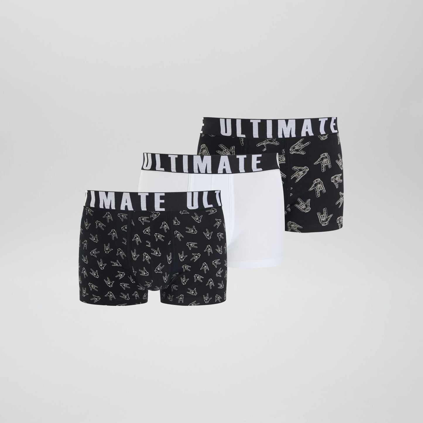 Pack of 3 patterned boxer shorts BLACK