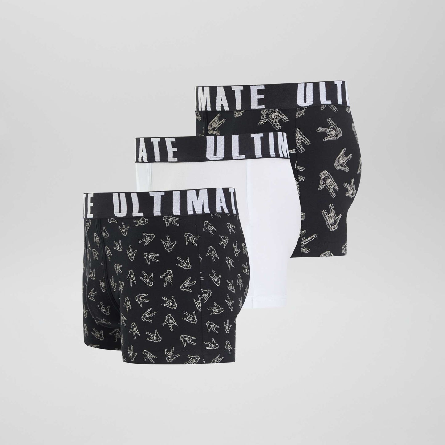 Pack of 3 patterned boxer shorts BLACK