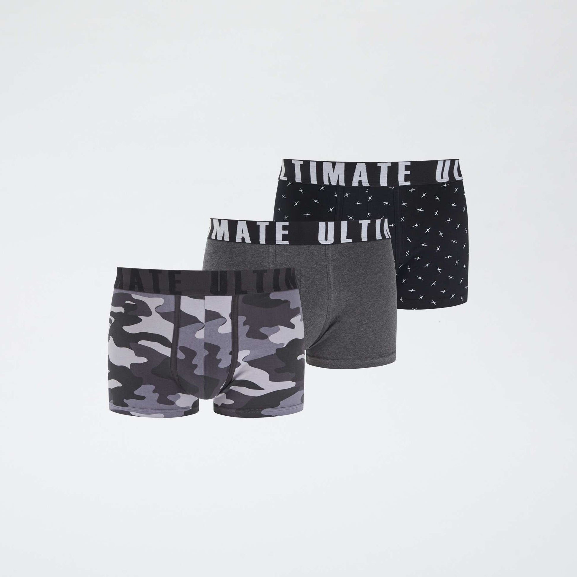 Pack of 3 patterned boxers BLACK