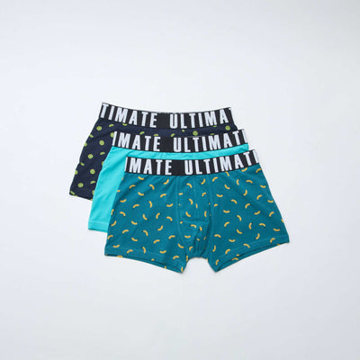 Pack of 3 patterned boxer shorts BLUE