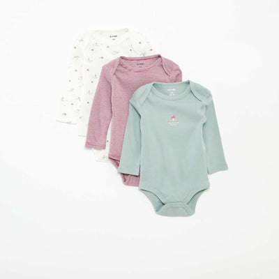 Pack of 3 long-sleeved bodies WHITE