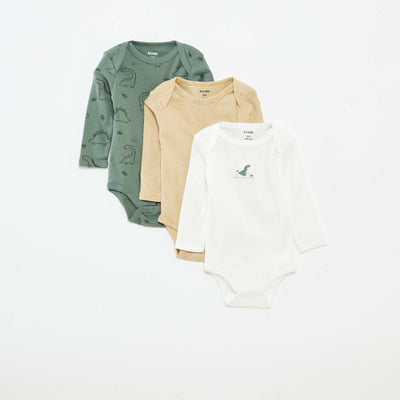 Pack of 3 long-sleeved bodies GREEN