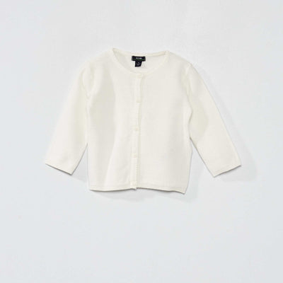 Decorative-knit cardigan White