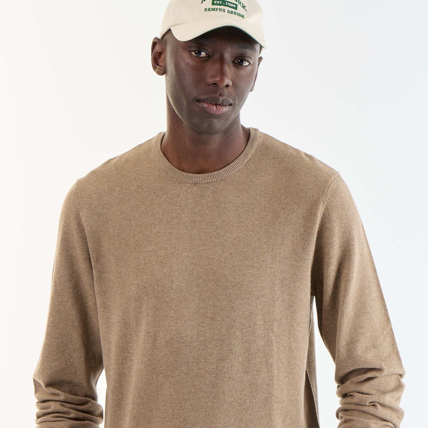 Plain round neck sweater BEIGE