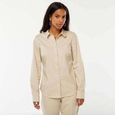 Fitted shirt with cutaway collar BEIGE