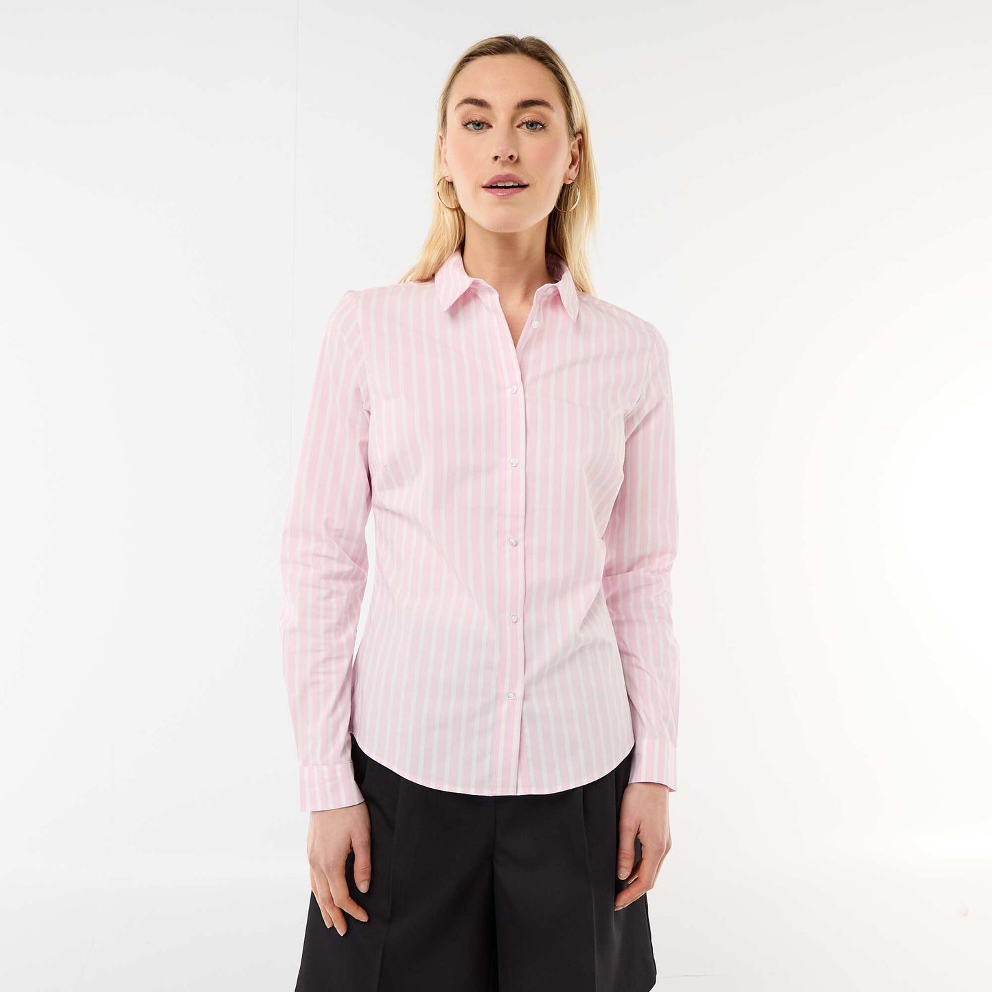 Fitted shirt with cutaway collar PINK