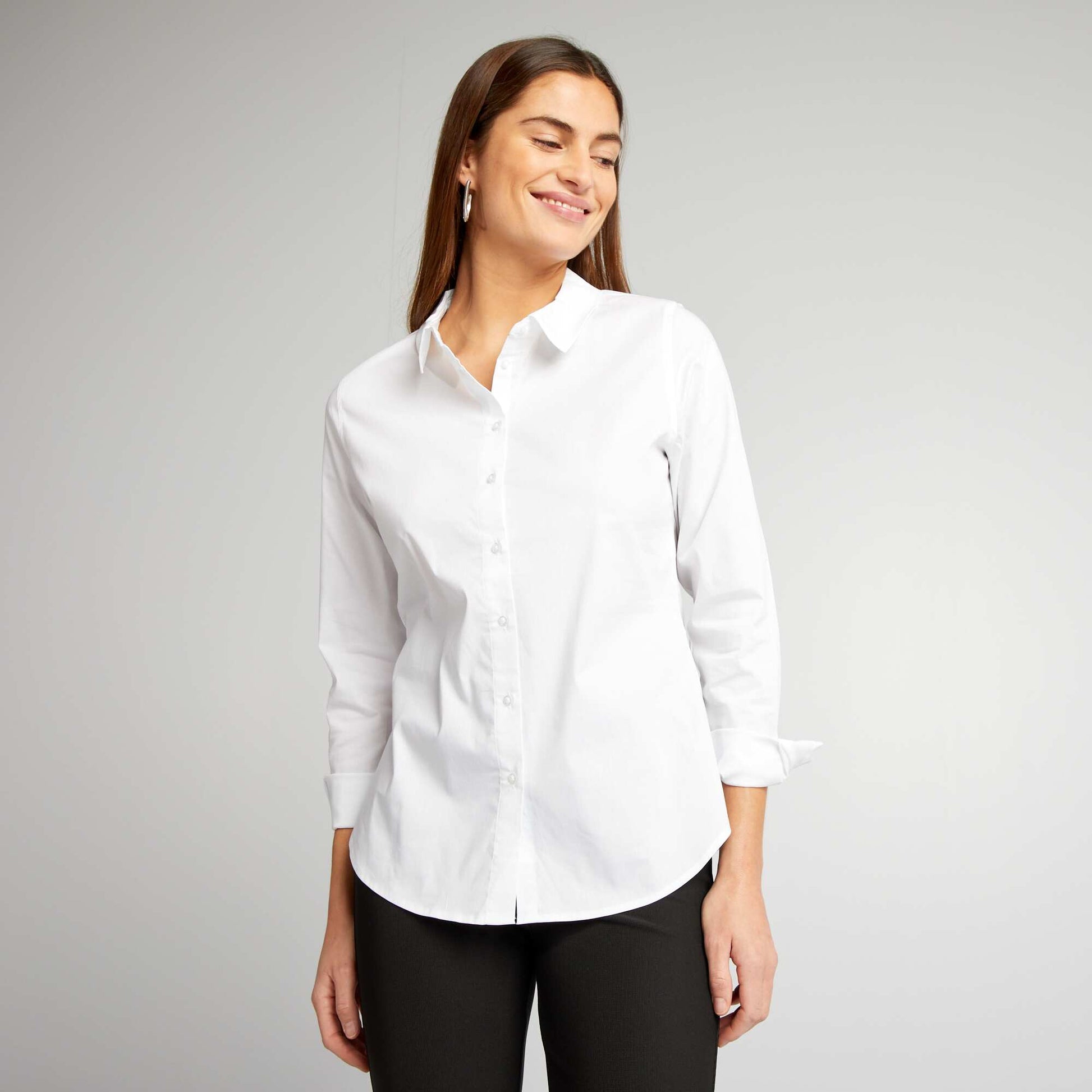h&m white dress shirt womens H & M Women"s White Button Down Dress Shirt Size 14