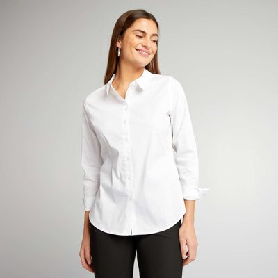Fitted shirt with cutaway collar white