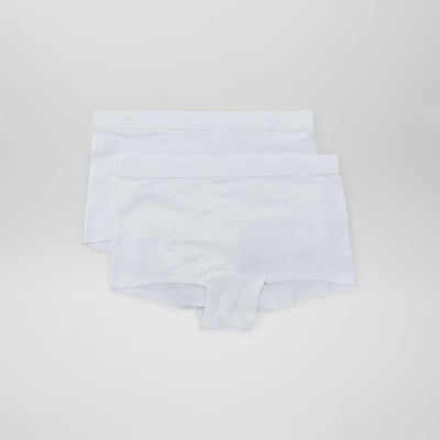 Pack of 2 pairs of cotton boy shorts WHITE